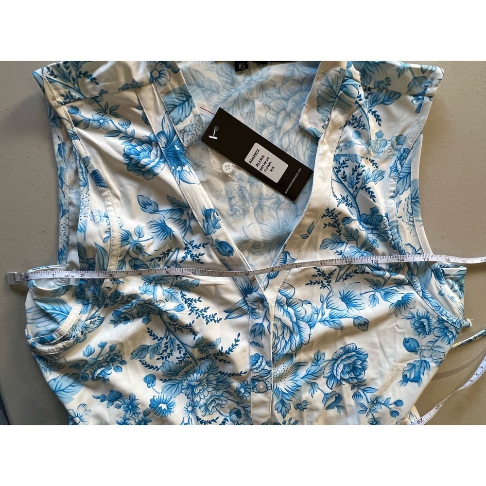 Tolani Collection Printed Sleeveless Maxi Dress White Blue Floral NWT Size XS - Picture 10 of 10